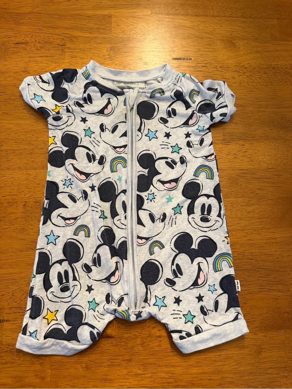 3-6 Months Little Sleepies LS Disney Mickey Forever Aqua Bamboo Shorty Romper